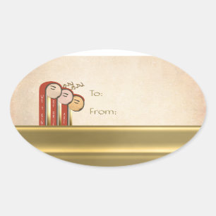 Pegatina Ovalada Nosotros 3 reyes - navidad del art déco A-De