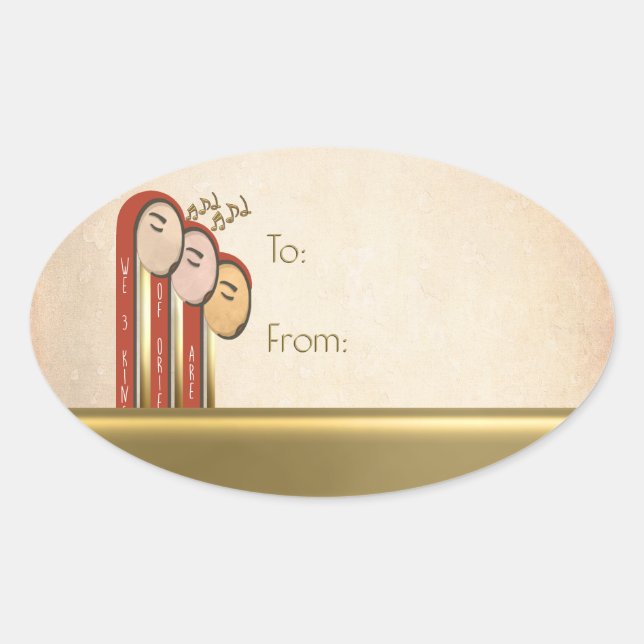 Pegatina Ovalada Nosotros 3 Reyes - Navidades Art Déco De Entrada (Anverso)