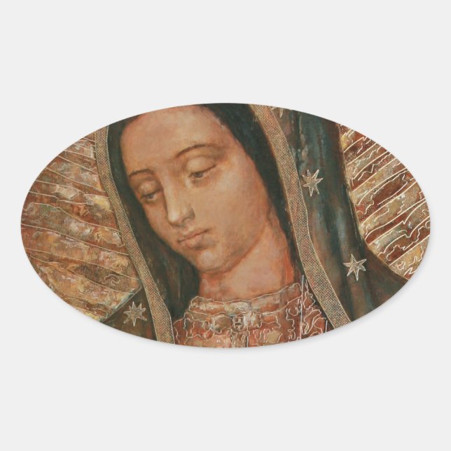 Pegatina Ovalada nuestra dama de guadalupe (Anverso)