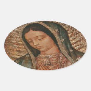 Pegatina Ovalada nuestra dama de guadalupe