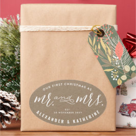 Pegatina Ovalada Nuestra Primera Navidad Como Señores Kraft Boda