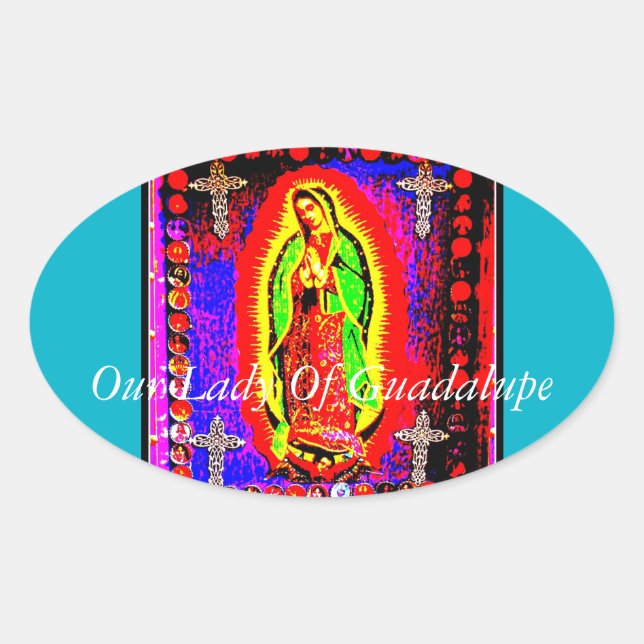 Pegatina Ovalada Nuestra Señora De Guadalupe (Anverso)