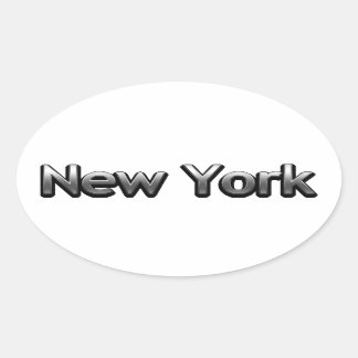 Pegatina Ovalada Nueva York Industrial - Sobre Blanco