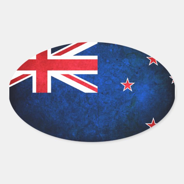 Pegatina Ovalada Nueva Zelandia: Bandera Kiwi (Anverso)
