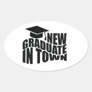 PEGATINA OVALADA NUEVO GRADUADO EN LA CIUDAD.