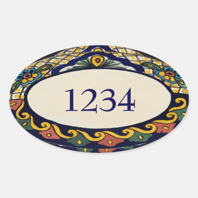 Pegatina Ovalada Número de adición de mosaico de direcciones (Anverso)