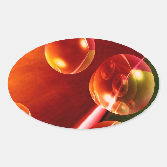 Pegatina Ovalada Obra abstracta contemporánea de Serdar Hizli (Anverso)