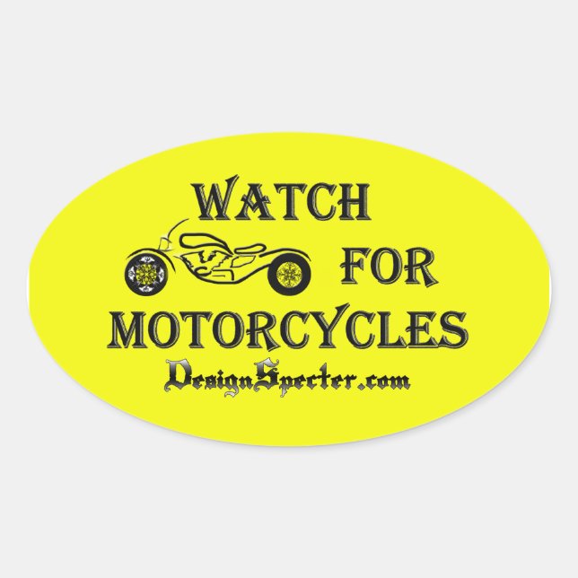 Pegatina Ovalada Observar Motocicletas Amarillo - Pegatinas (Anverso)