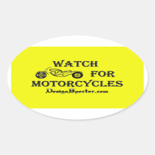 Pegatina Ovalada Observar Motocicletas Amarillo - Pegatinas