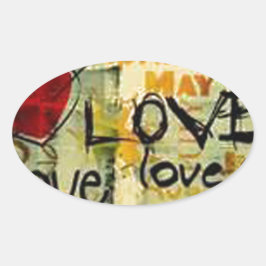 Pegatina Ovalada Obtén Un Pequeño Graffiti De Amor