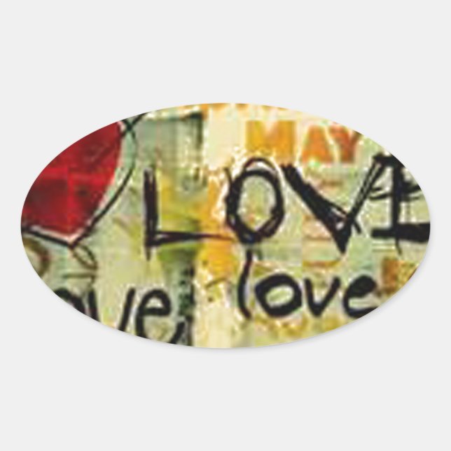 Pegatina Ovalada Obtén Un Pequeño Graffiti De Amor (Anverso)