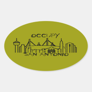 Pegatina Ovalada Ocupe San Antonio