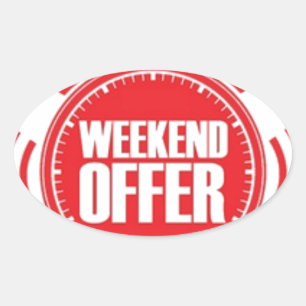 Pegatina Ovalada oferta de fin de semana