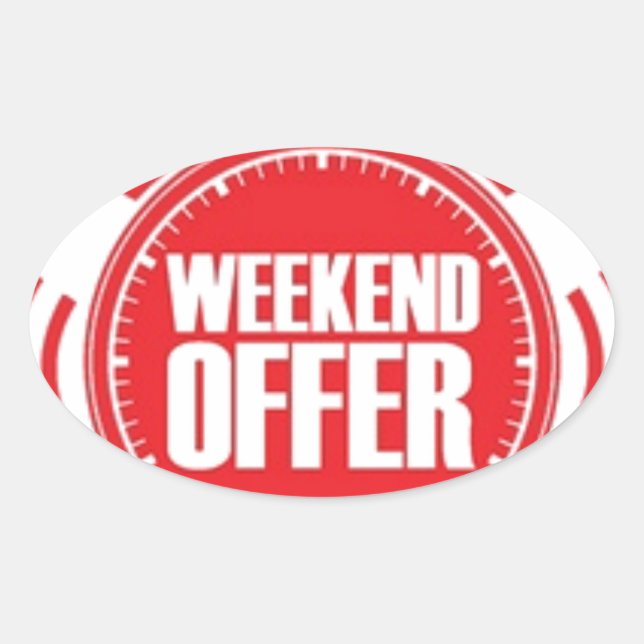 Pegatina Ovalada oferta de fin de semana (Anverso)