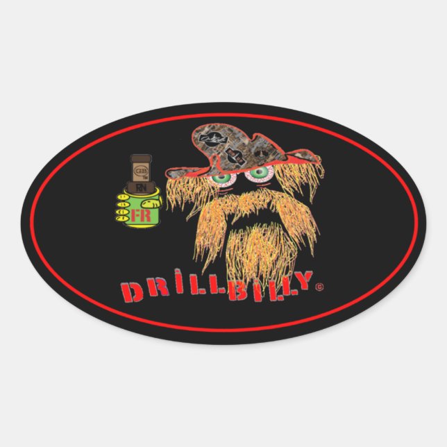 Pegatina Ovalada Oilfield DRILLBILLY (Anverso)