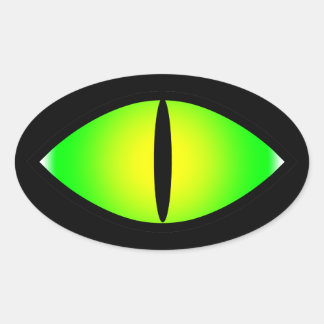 Pegatina Ovalada Ojo de gato verde