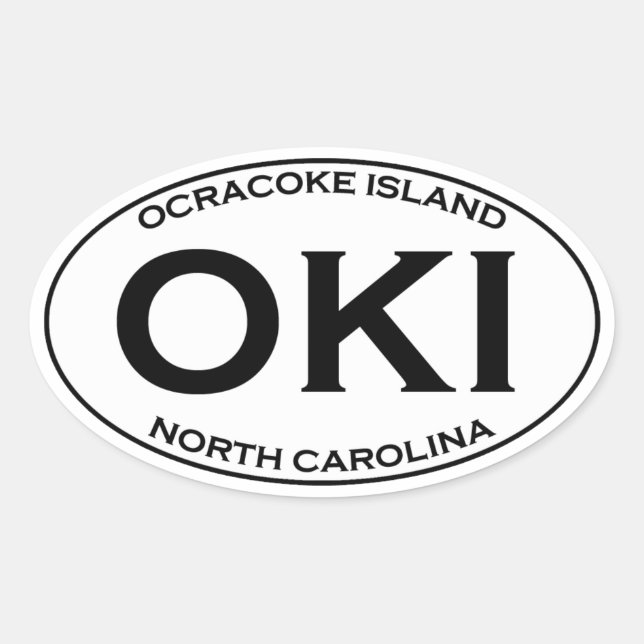 Pegatina Ovalada OKI - Logotipo del Óvalo de la Isla Ocracoke (Anverso)