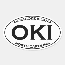 Pegatina Ovalada OKI - Logotipo del Óvalo de la Isla Ocracoke