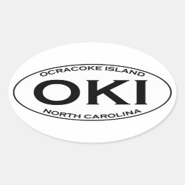 Pegatina Ovalada OKI - Logotipo del Óvalo de la Isla Ocracoke