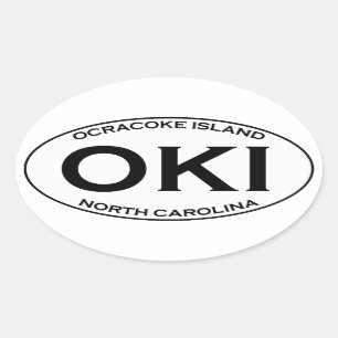 Pegatina Ovalada OKI - Logotipo del Óvalo de la Isla Ocracoke