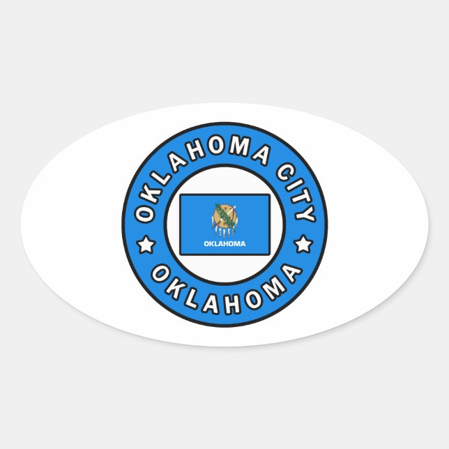 Pegatina Ovalada Oklahoma City Oklahoma (Anverso)