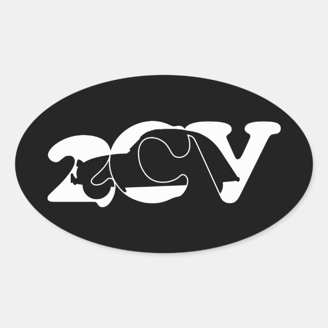 Pegatina Ovalada Oldtimer 2cv Ente Schatten Weiss (Anverso)