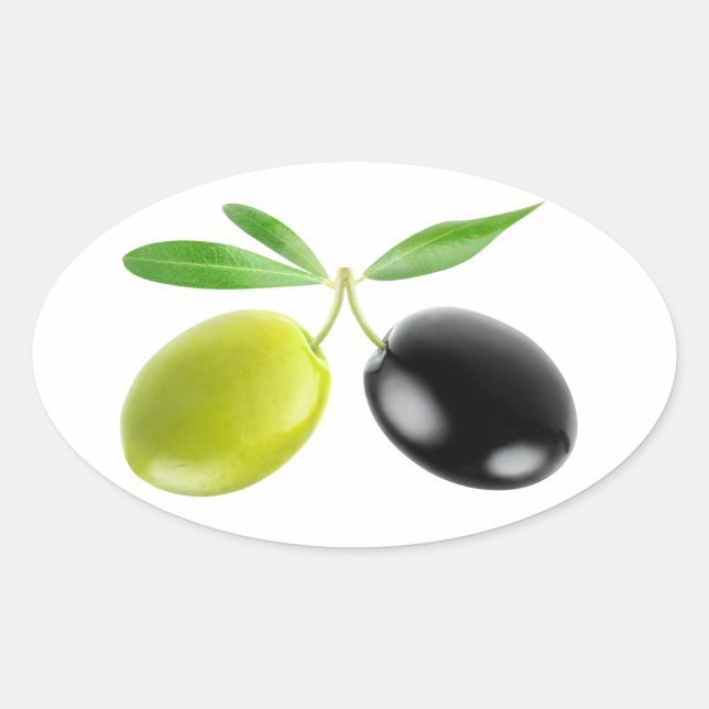Pegatina Ovalada Olivas verdes y negras (Anverso)