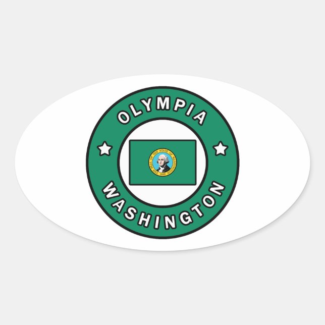 Pegatina Ovalada Olympia Washington (Anverso)