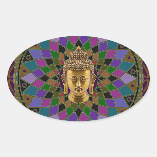 Pegatina Ovalada Om Buddha Mandala (Anverso)