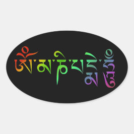 Pegatina Ovalada Om Mani Padme Hum Tibetano Mantra Rainbow
