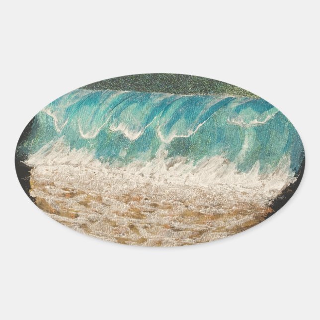 Pegatina Ovalada Ondas (Anverso)