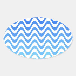 Pegatina Ovalada Ondas azules degradadas