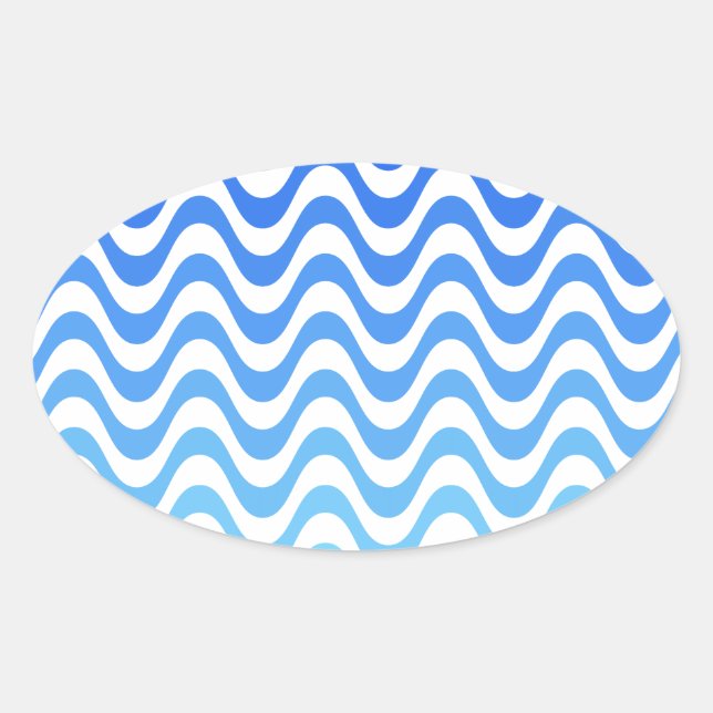 Pegatina Ovalada Ondas azules degradadas (Anverso)