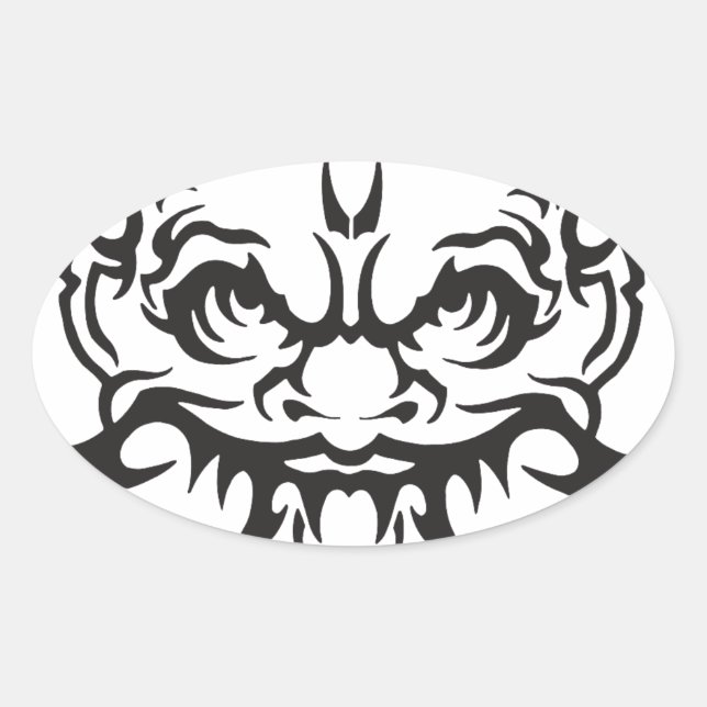 Pegatina Ovalada Oni Demon (Anverso)