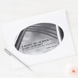 Pegatina Ovalada Oportunidad de cita Inspiradora de Winston Churchi