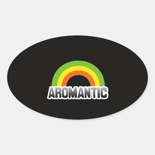 Pegatina Ovalada Orgullo Aromántico (Anverso)