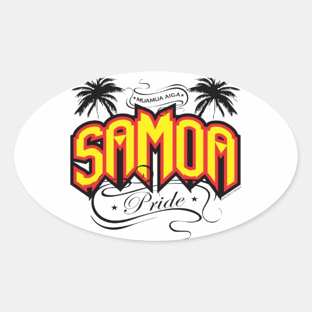 Pegatina Ovalada Orgullo de Samoa (Anverso)