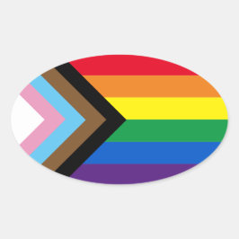 Pegatina Ovalada Orgullo diversidad inclusiva arco iris Bandera gay