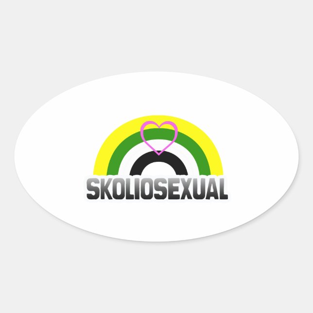 Pegatina Ovalada Orgullo skoliosexual (Anverso)