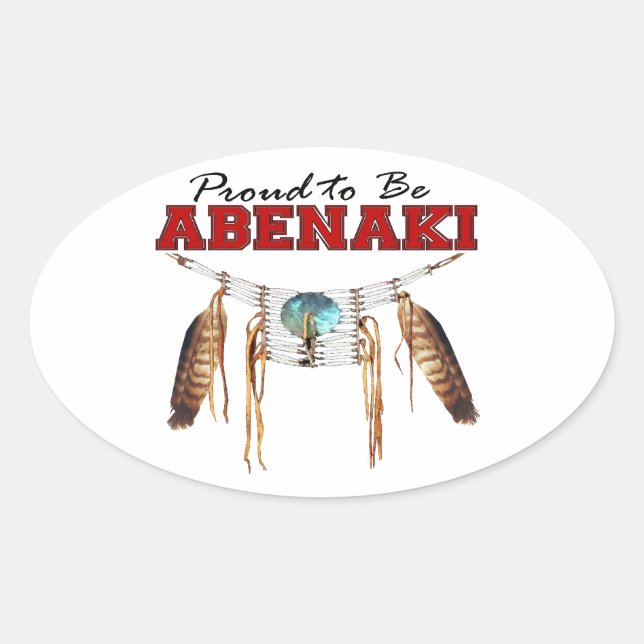 Pegatina Ovalada Orgulloso de ser Abenaki (Anverso)