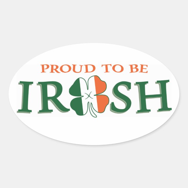 Pegatina Ovalada Orgulloso de ser irlandés (Anverso)