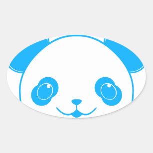 Pegatina Ovalada Oso azul de Kawaii Panda