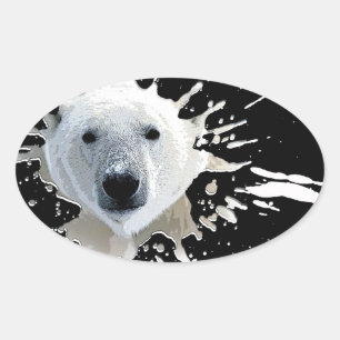 Pegatina Ovalada oso polar