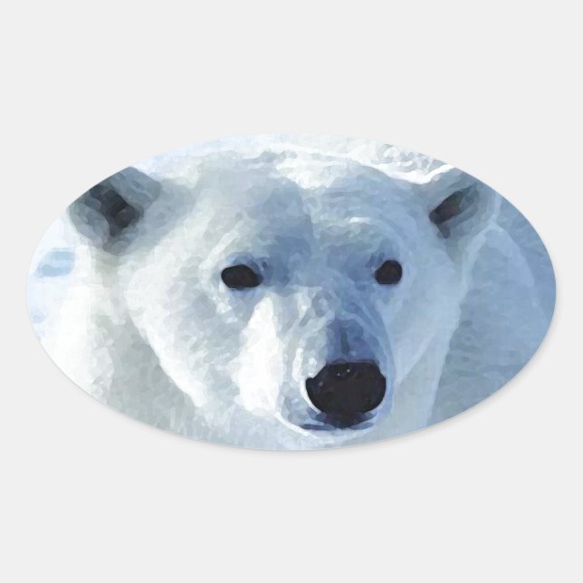 Pegatina Ovalada Oso polar (Anverso)