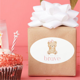 Pegatina Ovalada oso valiente cáncer infantil niños enfermos adorab