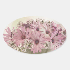 Pegatina Ovalada Osteospernum rosa