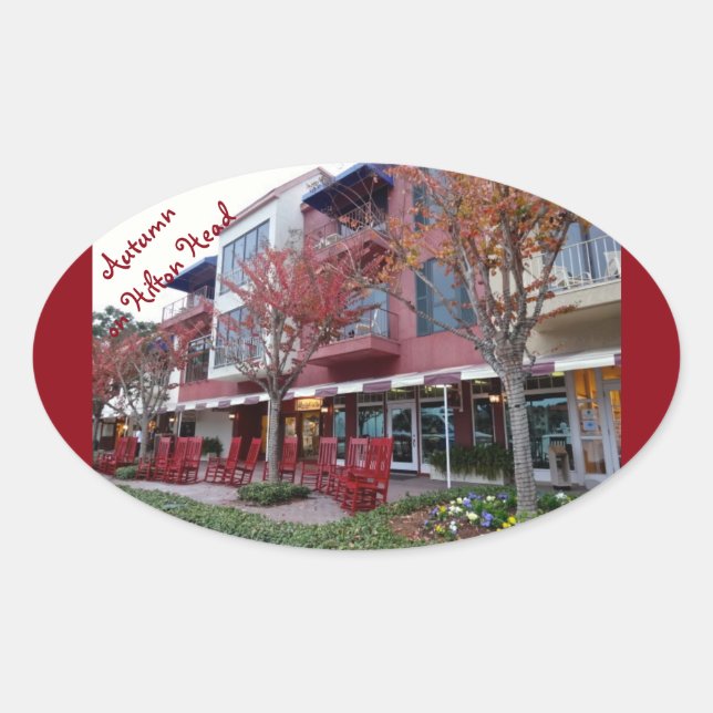 Pegatina Ovalada Otoño En Hilton Head Island - Harbour Town Shops (Anverso)