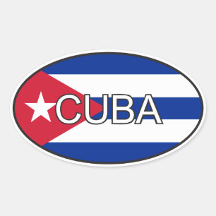 Pegatina Ovalada Oval de Bandera de Cuba