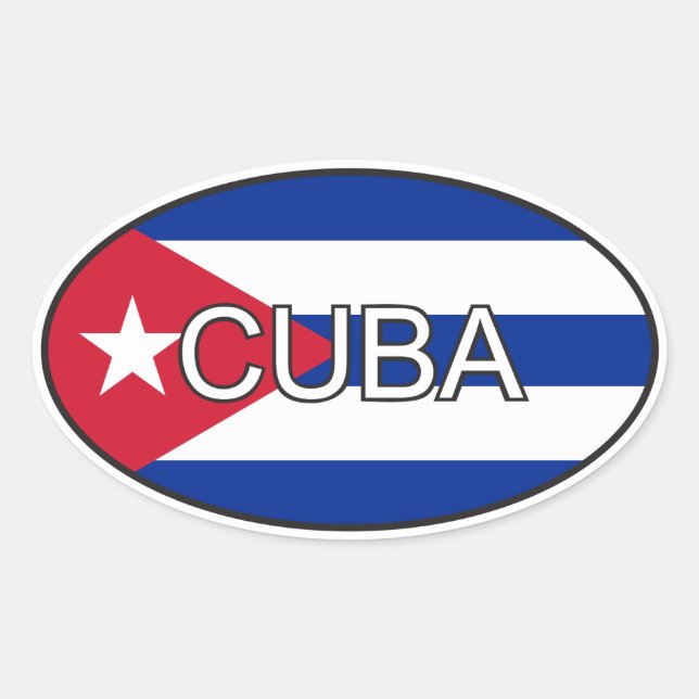 Pegatina Ovalada Oval de Bandera de Cuba (Anverso)