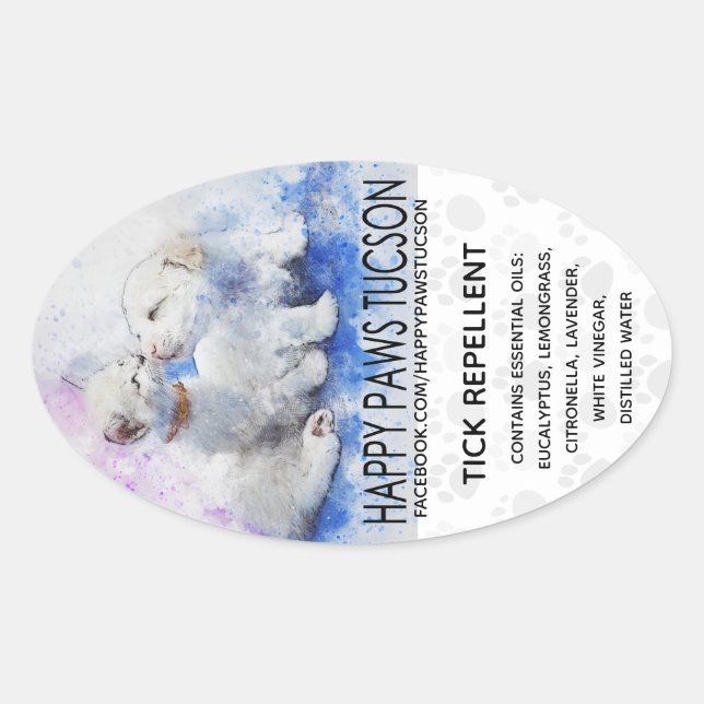 Pegatina Ovalada Oval de Happy Paws (Anverso)